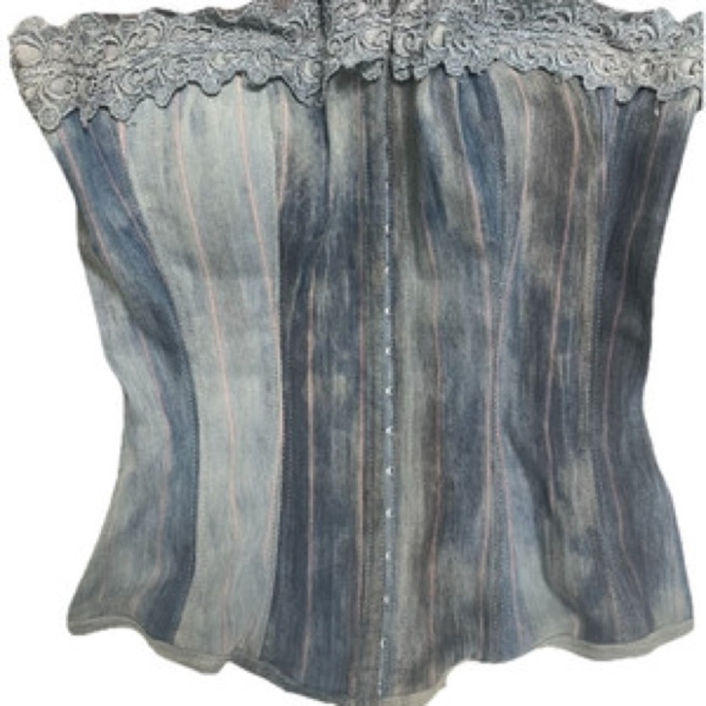 2000s Y2K Denim Lacy Bustier/Corset